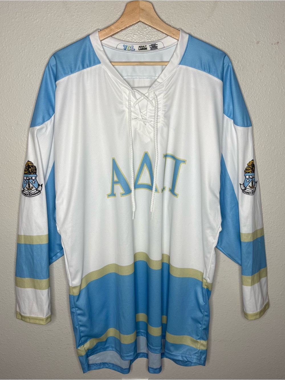 Alpha Delta Pi ADπ ADPi Blue Hockey Jersey Women’s Large Sorority Oversized